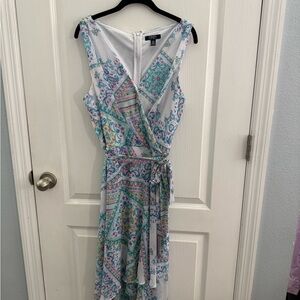 Chaps Sleeveless Maxi Dress in Blue and Pink Paisley